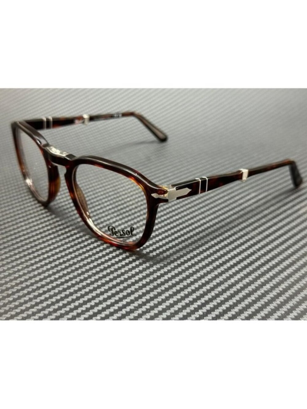 New Persol Men Brown Havana Folding Eyeglasses 52-21-140